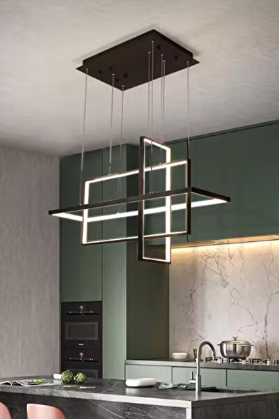 Lenart Lighting Modern, Yüksek Aydınlatmalı Sarkıt Led Avize, Kumandalı Avize, 3 Renk Aydınlatmalı, Salon Avizesi