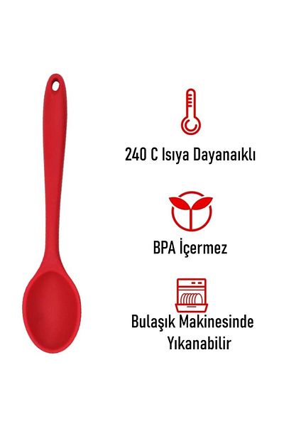 BurcuBilluriye ملعقة خلط طويلة من السيليكون من Burcummm باللون الأحمر