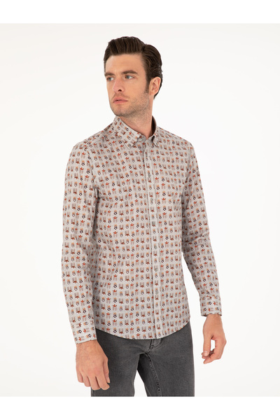 Cacharel Gri Slim Fit Uzun Kollu Gömlek 50239717-VR024