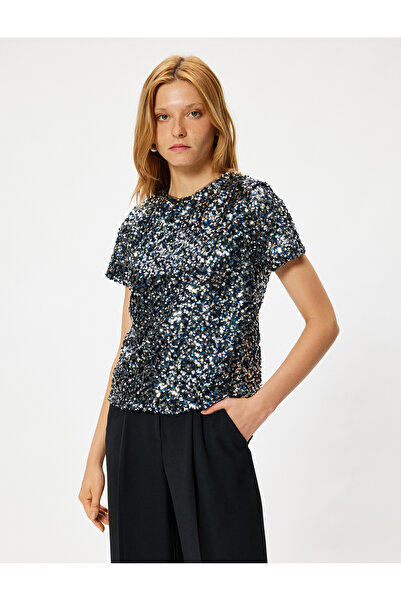 Koton Bluză de seară scurtă cu paiete și decolteu