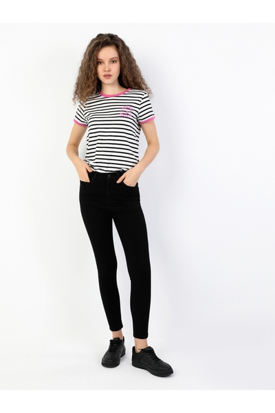 Colin's 760 Dıana Super Slim Fit Yüksel Bel Dar Paça Kadın Siyah Jean Pantolo...