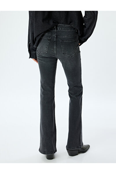 Koton İspanyol Paça Kot Pantolon Slim Fit Yüksek Bel Düğmeli - Flare Jean