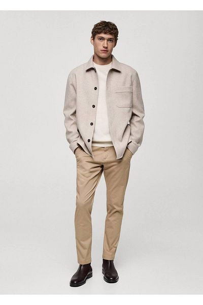 MANGO Man Tapered Cut Cotton Cropped Trousers