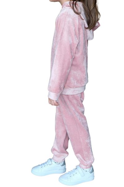LOVETTI Powder Pink Girl's Velvet Bottom Top Set