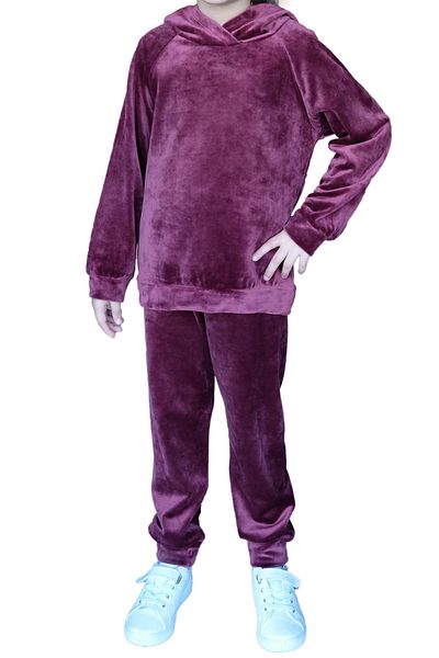 LOVETTI Claret Red Girl's Velvet Bottom Top Set