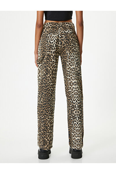 Koton Leopar Desenli Kot Pantolon Standart Bel Düz Paça - Bianca Jeans