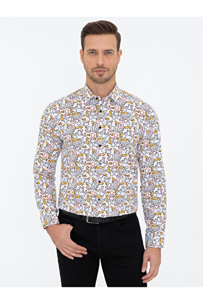 Cacharel Beyaz Slim Fit Uzun Kollu Gömlek 50239720-VR013