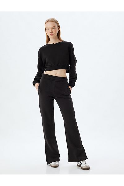 Koton High Waist and Elastic Waist Slit Pocket Sweatpants - Wide Leg