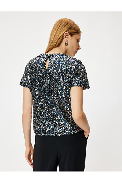 Koton Bluză de seară scurtă cu paiete și decolteu