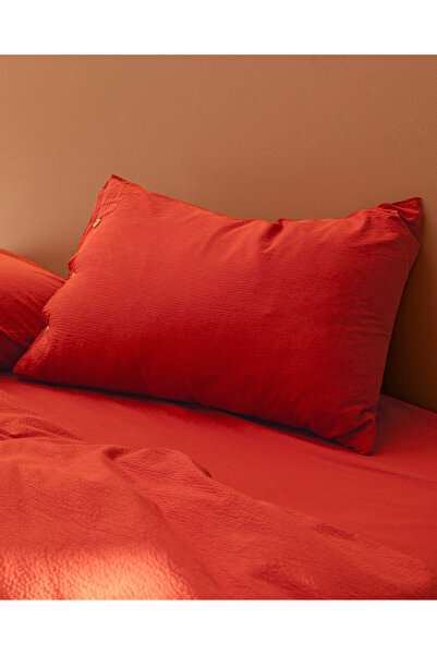 Madame Coco Linda Double Washed Seersucker Duvet Cover Set - Orange