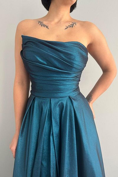 lizge giyim Strapless Lycra Taffeta Evening Dress