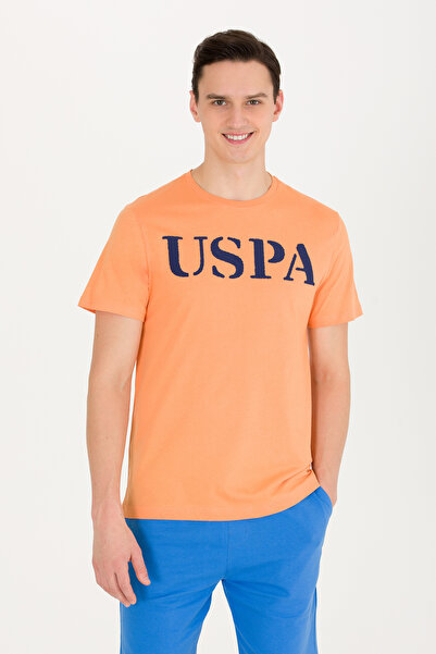 U.S. Polo Assn. تي شيرت رجالي برتقالي أساسي برقبة دائرية 50262976-VR051