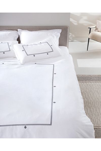 Madame Coco Lilas King Size Embroidered Duvet Cover Set - Satin