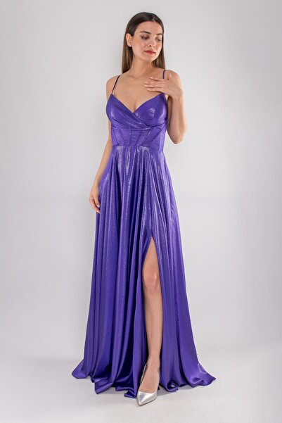 DORİDORCA 5083 İp Askı Beli Balen Laklı Kloş Uzun Elbise