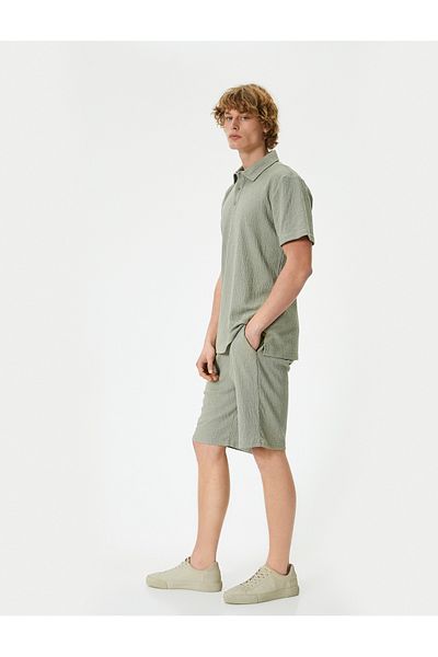 Koton Sommer Shorts Schnürung Taille Tasche Detailliert Strukturiert