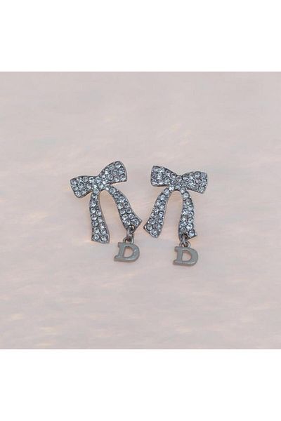 Hd Marketim Hdmarketim Vintage Ribbon Swaraoski Jewelled Letter Dangle Earrings