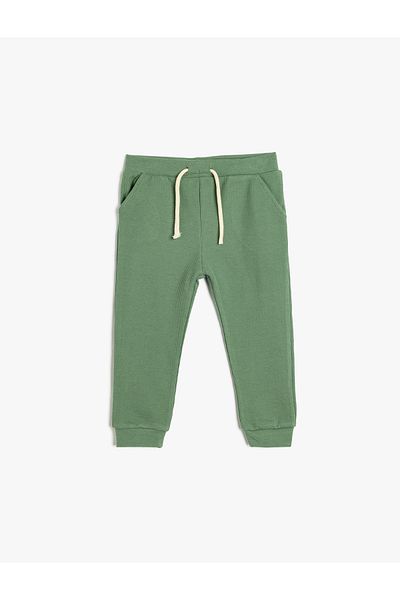 Koton Cotton Textured Sweatpants - Basic Model with Waist Tie