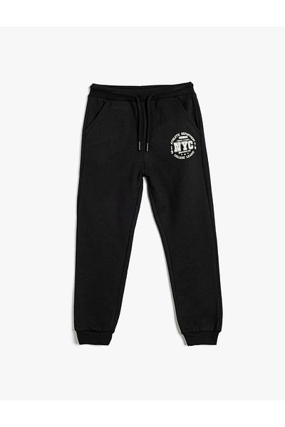 Koton Jogger Sweatpants Tie-Up Waist Print Λεπτομερείς τσέπες Raster