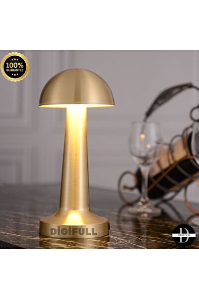 DİGİFULL Dekoratif Metal Gold Mantar Kablosuz Masa Lambası Ledli 5v 3renk