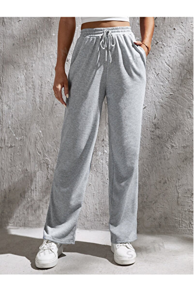 yx yustex sport Gri Walker Baggy Bol Paça 2 Iplik Orta Kalınlıkta Uzun Eşofman Altı (ORİJİNAL KALIP)