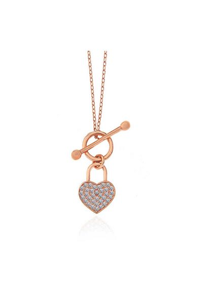 adede 925 Sterling Silver Rose Dangle Heart Women's Necklace