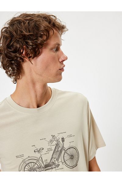Koton Cotton Slim Fit Crew Neck T-Shirt - Printed and Short Sleeve