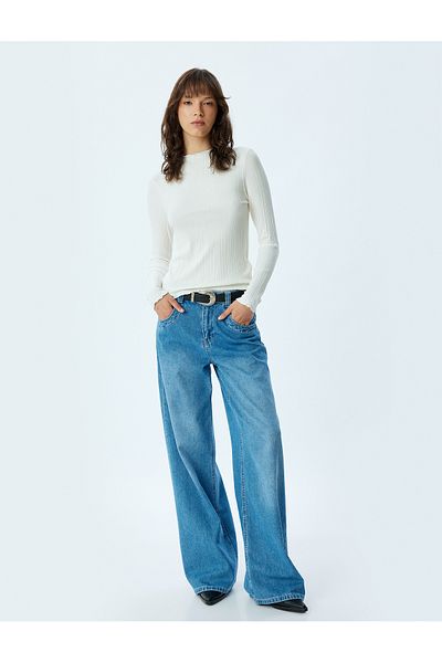 Koton Women's White Long Sleeve T-Shirt - 5Wak50052Ek