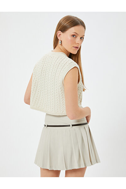 Koton Patterned Round NecK Short Hair Knitted Sweater