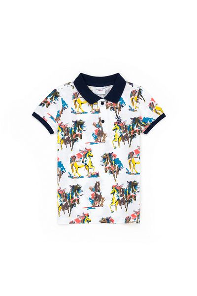 U.S. Polo Assn. Бяла тениска с поло яка за момче 50278162-VR013