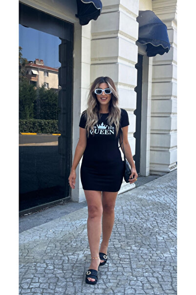 DRESSIFY WOMEN’S FASHION Γυναικείο κοντομάνικο Queen Print Μίνι Φόρεμα με δύο...