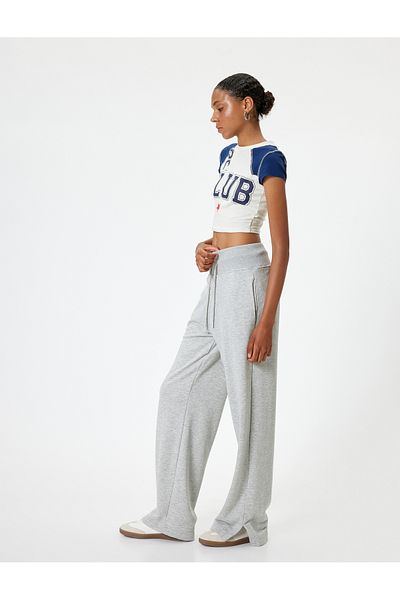 Koton High Waist and Lace-up Wide Leg Sweatpants