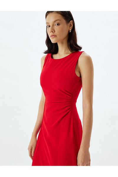 Koton Draped Red Women's Dress 5Wak80028Uw