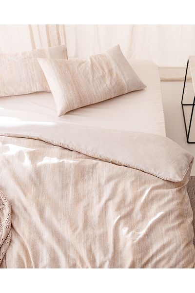 Madame Coco Sarthe Beige Double 100% Cotton Crepe Bedding Set