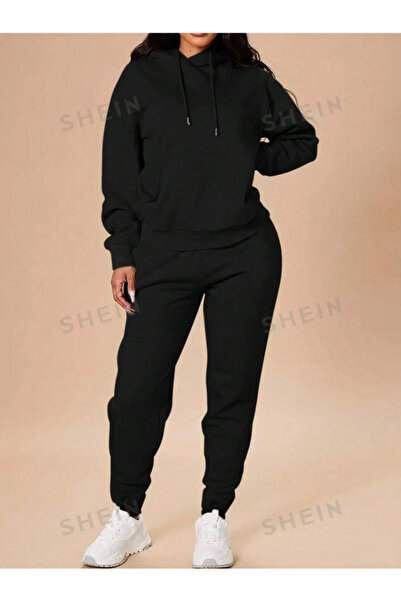 yx yustex sport Μαύρο παντελόνι Jogger Leg Sweat με φαρδιά κοπή