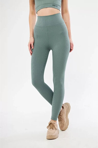 Meleners High Waist Ribbed Leggings - Ice Blue