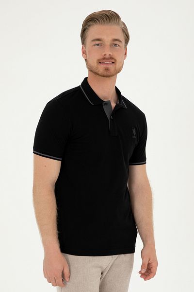 U.S. Polo Assn. Ανδρικό μαύρο μπλουζάκι Basic -50284631-VR046