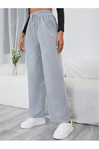 yx yustex sport Siyah Kadın Bol Paça Eşofman Trend Model Ter Tutmaz Esnek Kumaş