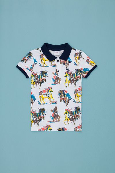 U.S. Polo Assn. Бяла тениска с поло яка за момче 50278162-VR013