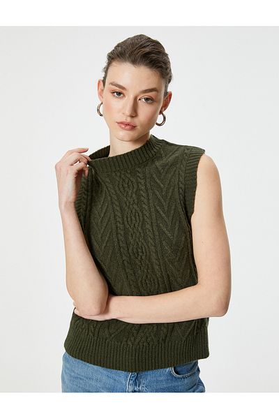 Koton Textured Crew Neck Sleeveless Hair Knit Sweater