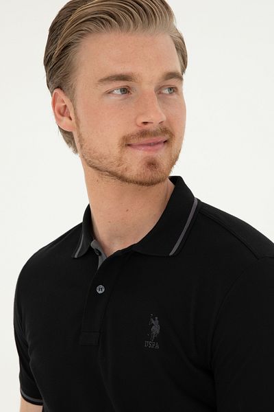 U.S. Polo Assn. Ανδρικό μαύρο μπλουζάκι Basic -50284631-VR046