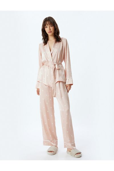 Koton Locker sitzende, gepunktete Satin-Pyjamahose