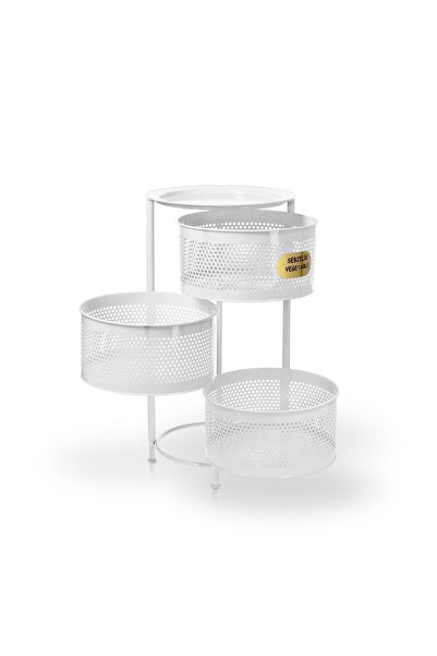 Doğa Dizayn Sebzelik Yana Açılabilir Sepetli 3 Bölmeli Sebzelik | Beyaz