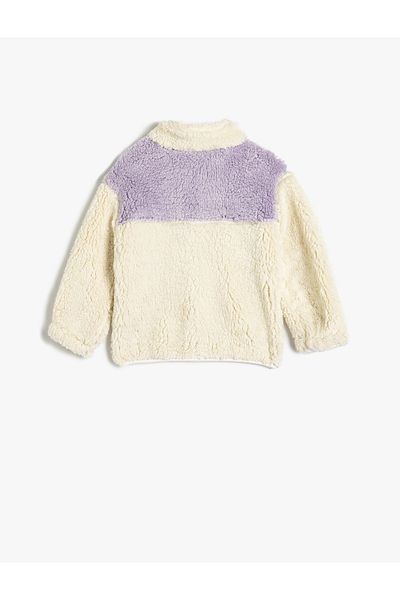 Koton Stand Collar Long Sleeve Plush Sweatshirt - Half Zipper