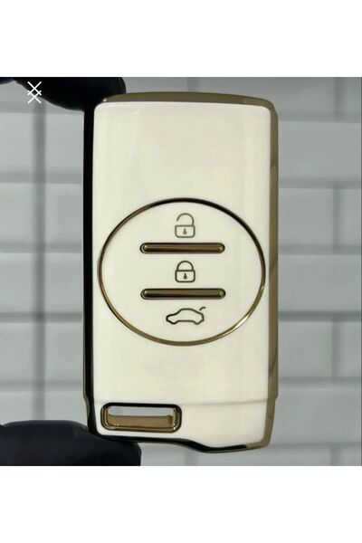 EBG İSTANBUL حافظة مفاتيح شيري تيجو 7 برو 3 أزرار ذكية نانو لون ذهبي أبيض