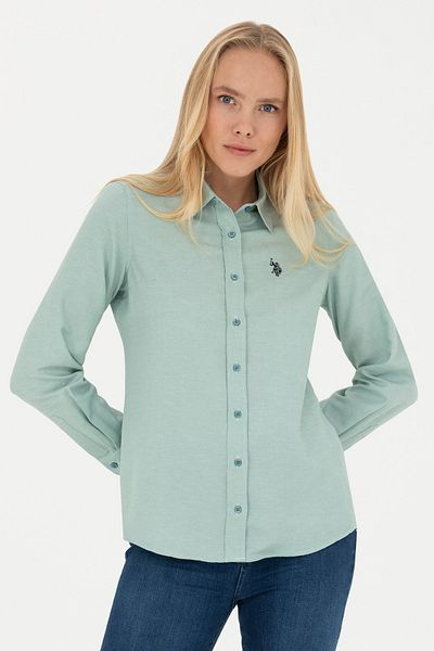 U.S. Polo Assn. Cămașă de bază cu mânecă lungă Mint pentru femei 50277630 -VR090