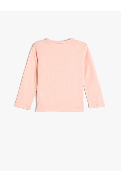 Koton Cotton Ballerina Printed Long Sleeve Crew Neck T-shirt