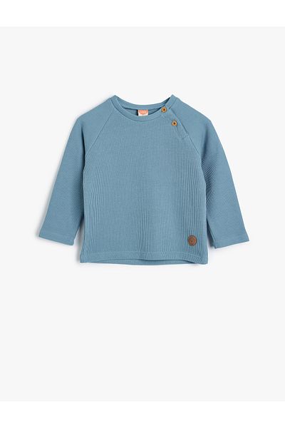 Koton Knitwear Sweater Button Detailed Round Neck Long Sleeve