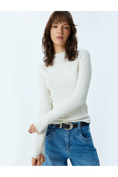 Koton Women's White Long Sleeve T-Shirt - 5Wak50052Ek