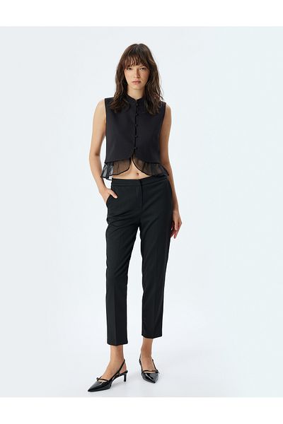 Koton Pantaloni de țigară cu buzunare cu talie înaltă