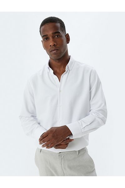 Koton Slim Fit πουκάμισο μακρυμάνικο βαμβακερό μείγμα